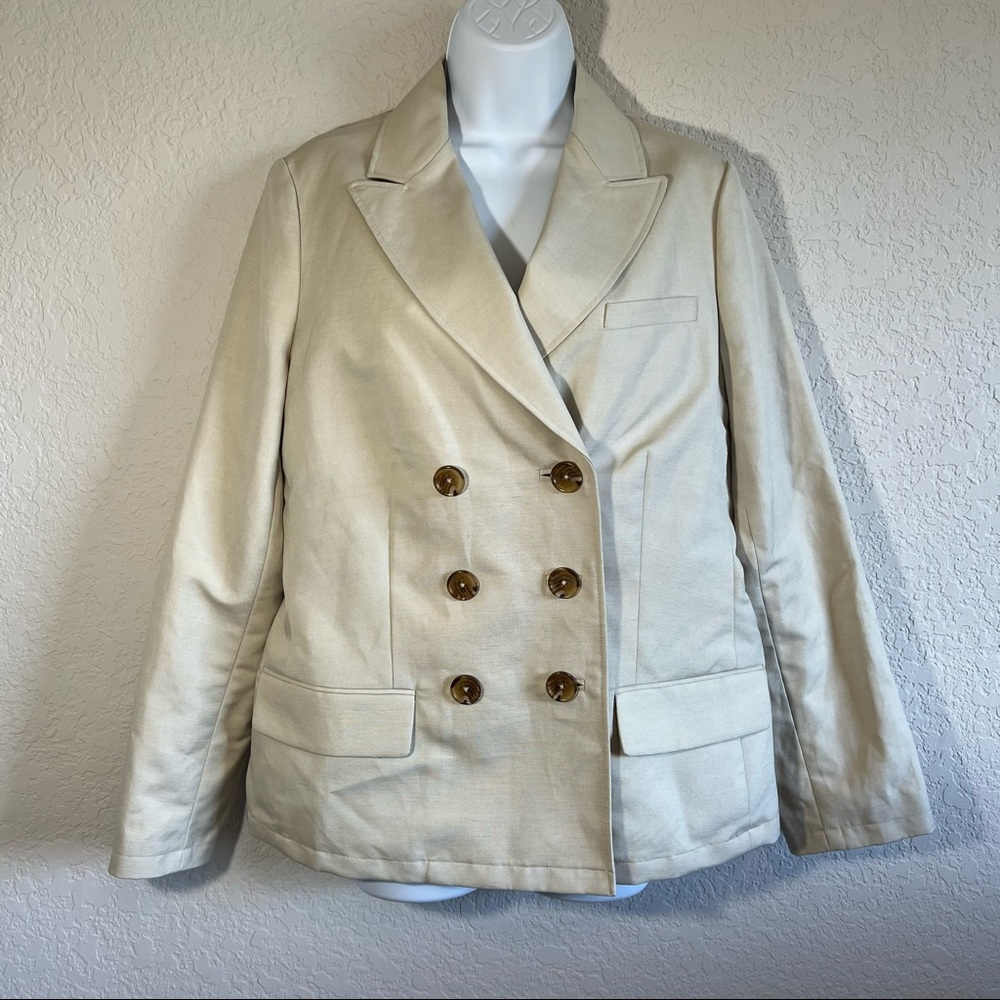 Brooks Brothers Linen Blend Khaki Double Breasted Jacket - Picture 2 of 11